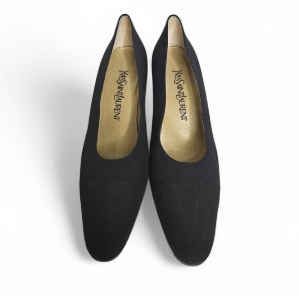 Yves Saint Laurent Black Peau de Sole Almond Toe Pumps Size 8